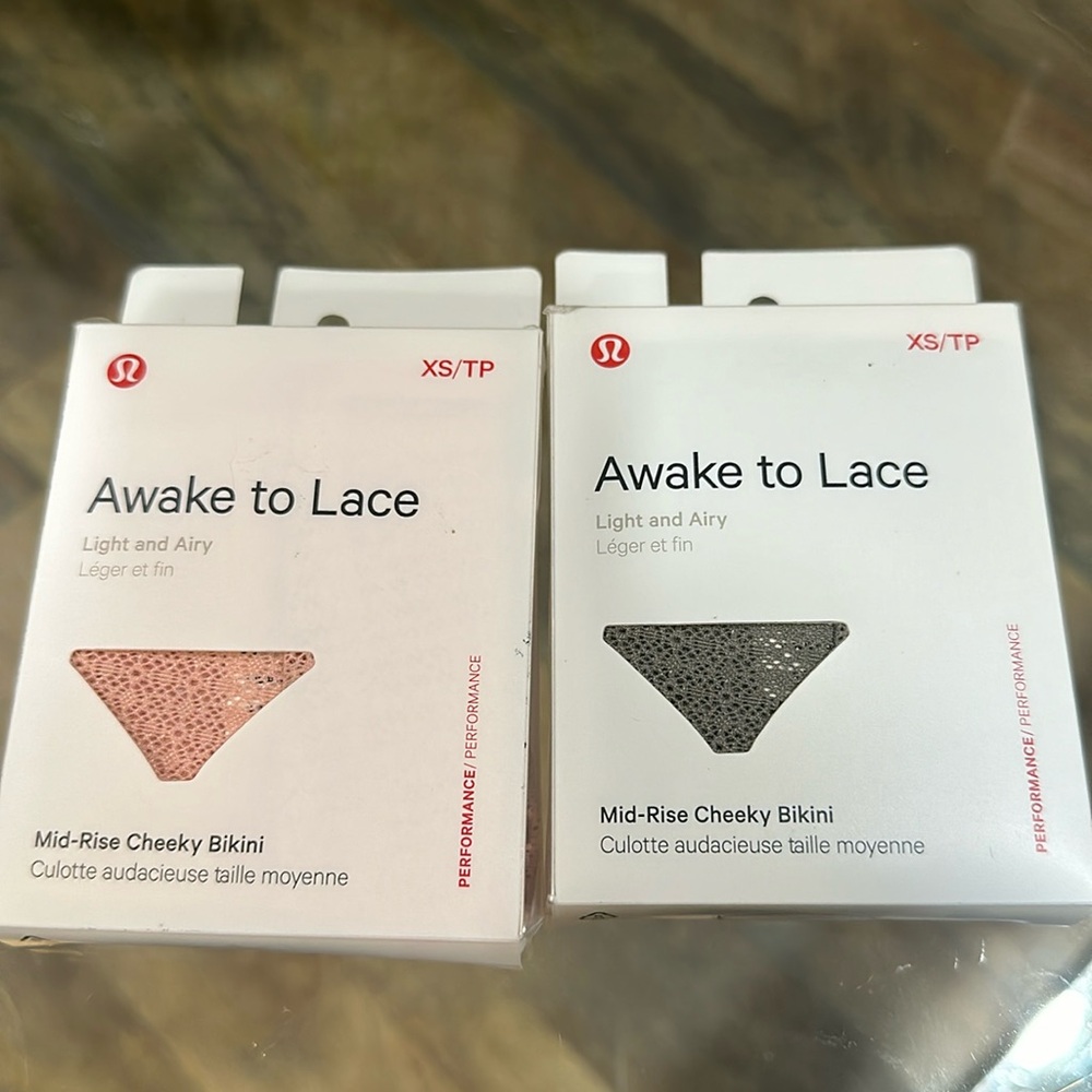 Lululemon Awake to Lace Mid-Rise Cheeky Bikini Size XS New in Box 2 Pairs